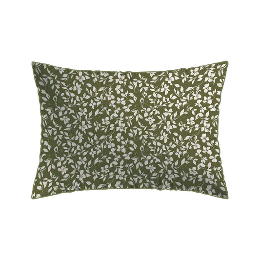Pillowcase cotton satin - Fleurs minimalistes - Green 11