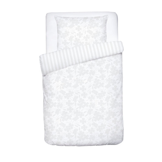Duvet cover + pillowcase baby cotton satin - Jacquard woven - Cresson de Fontaine White