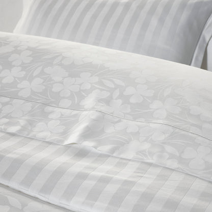 Duvet cover + pillowcase baby cotton satin - Jacquard woven - Cresson de Fontaine White
