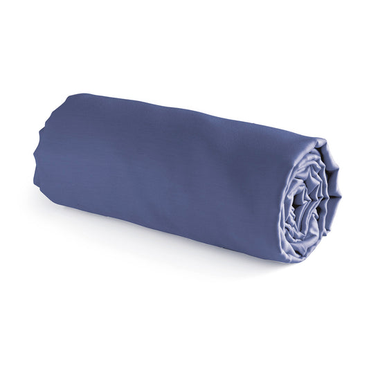 Fitted sheet cotton satin - Uni Blue
