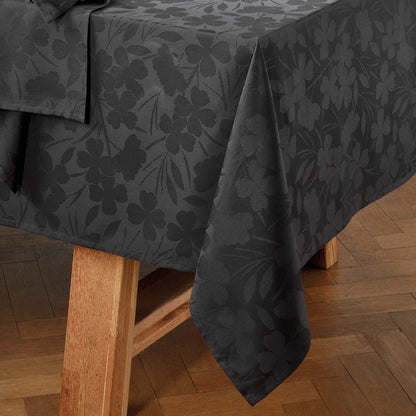Tablecloth - Jacquard woven - Cresson de Fontaine dark grey