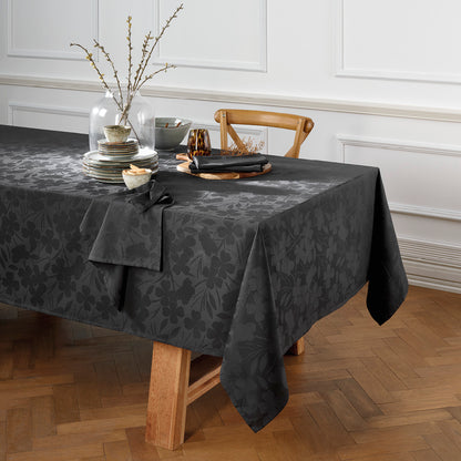 Tablecloth - Jacquard woven - Cresson de Fontaine dark grey