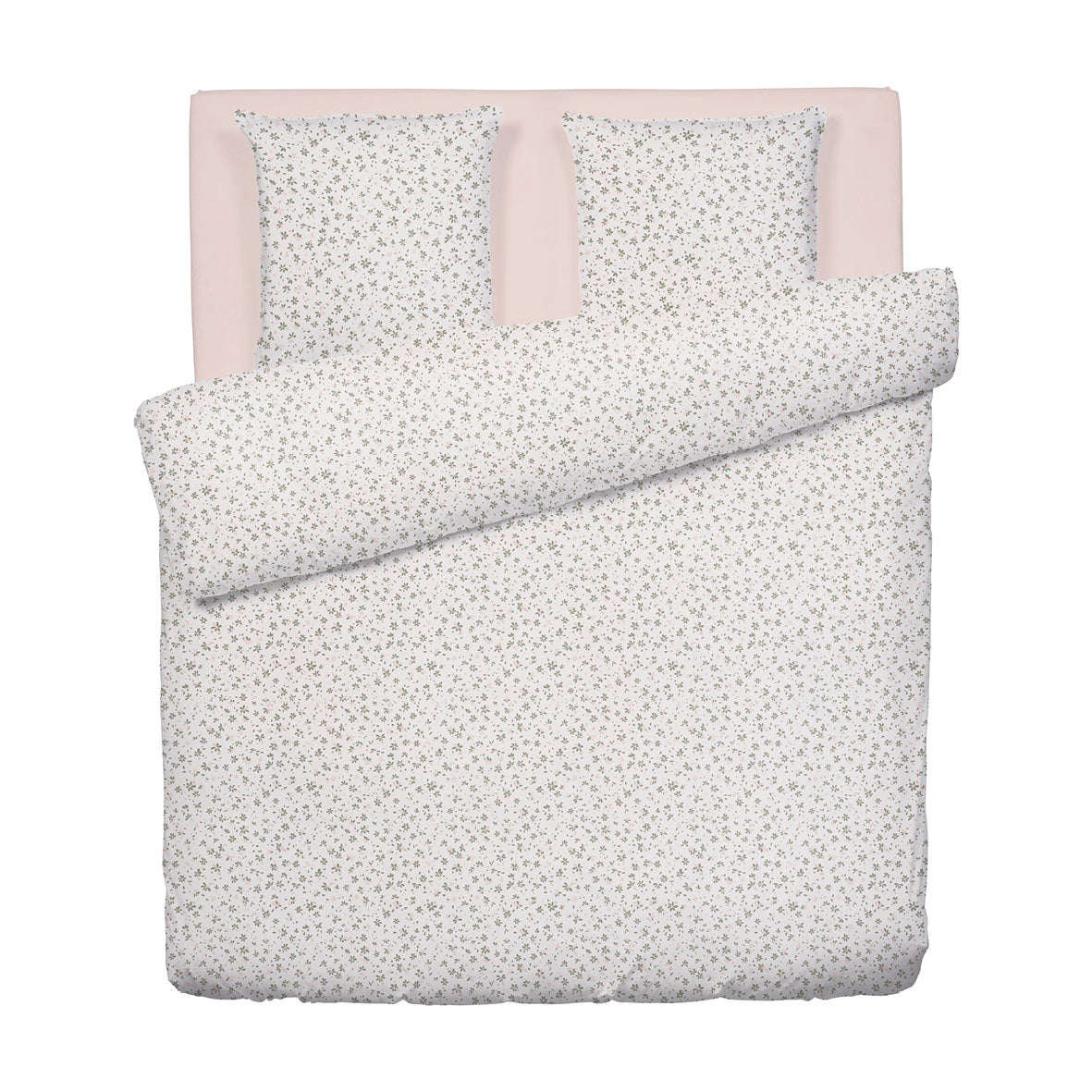 Duvet cover + pillowcase(s) cotton satin - Jasmine White 260 x 240 cm + 2 x (63 x 63 cm)