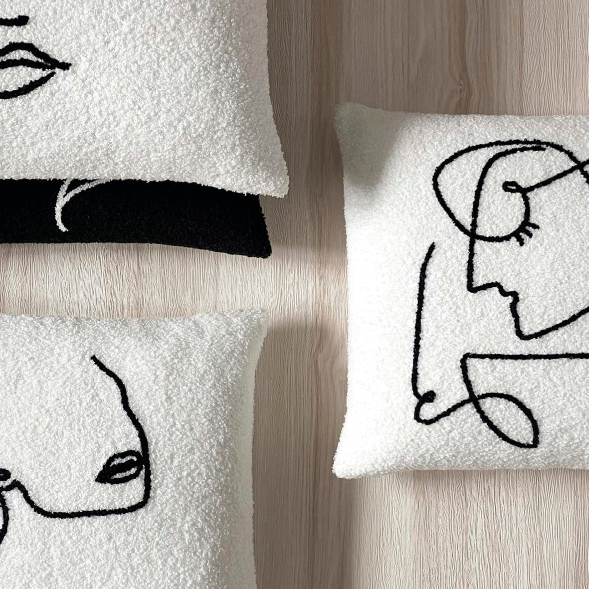 Cushion cover Lilou White / Black - 43 x 43 cm