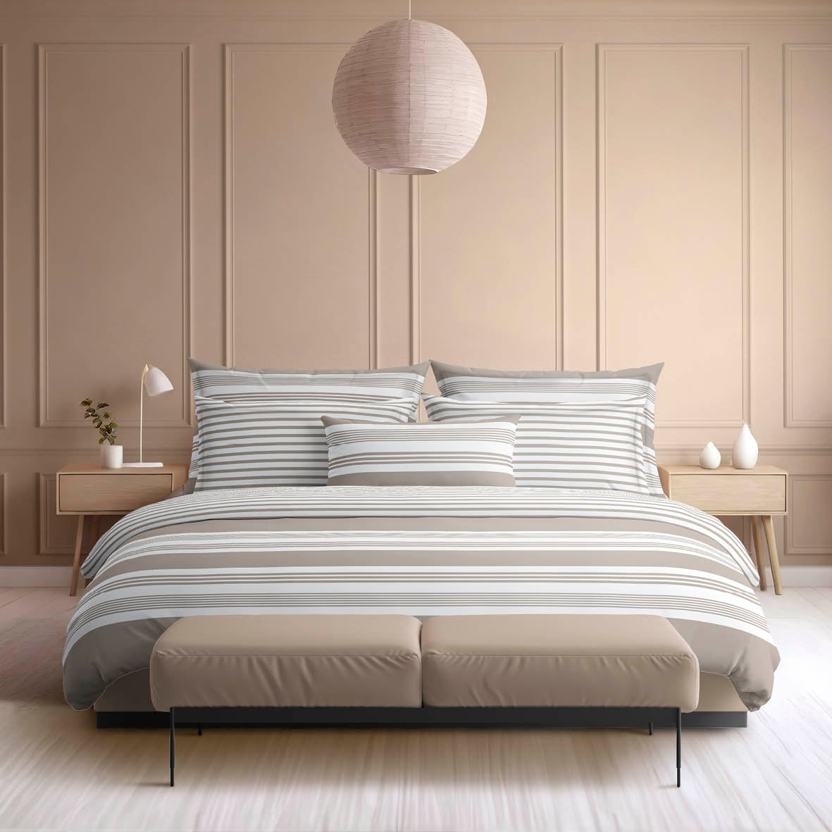 Housse de couette + taie(s) satin de coton - Alizée Taupe