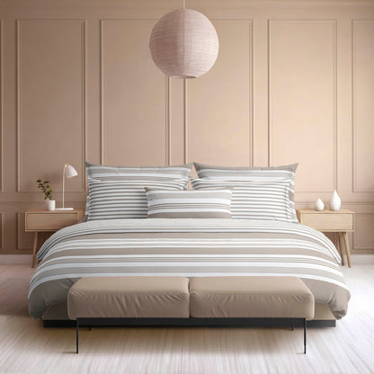 Housse de couette + taie(s) satin de coton - Alizée Taupe