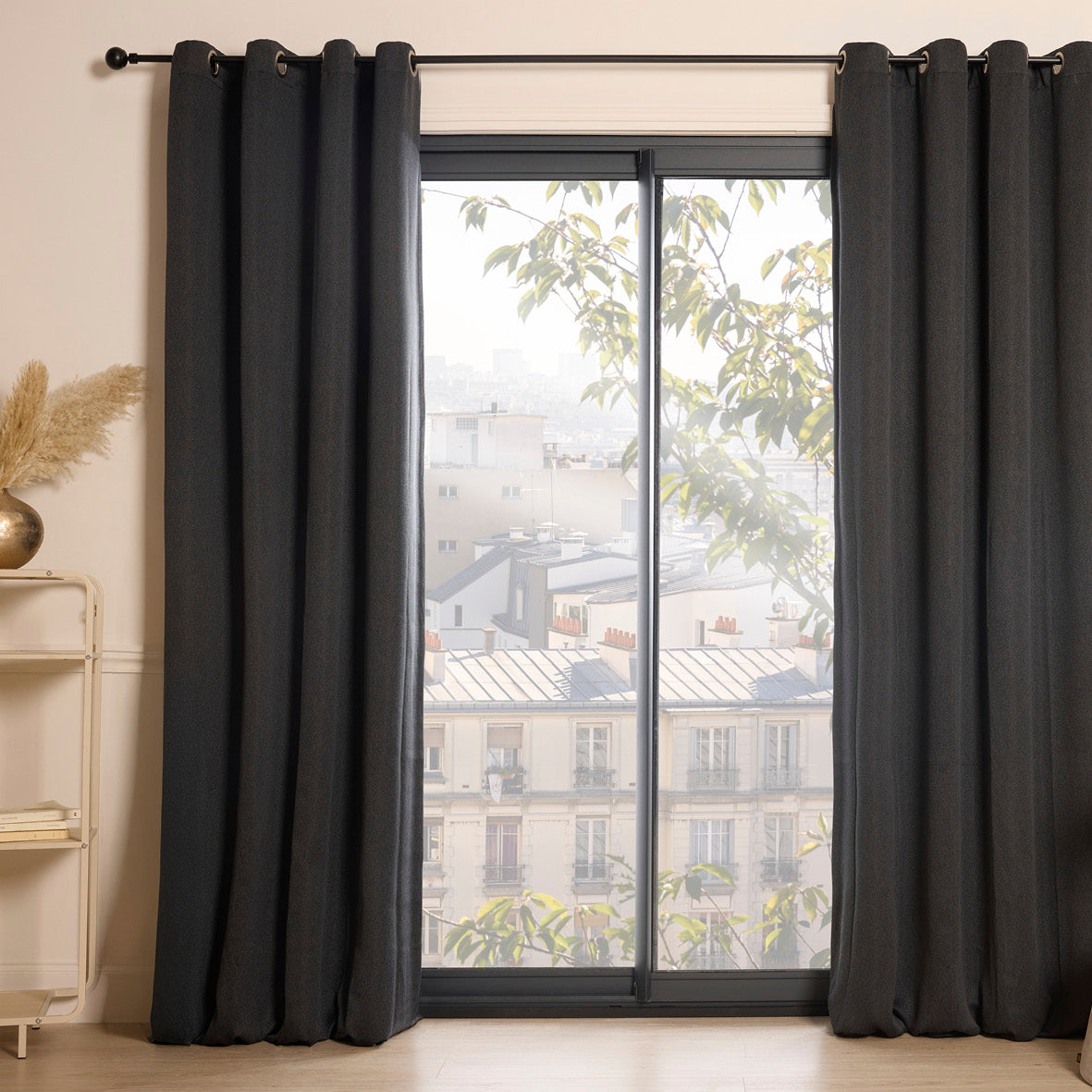 Dim-out eyelet curtain - Sophia Dark grey