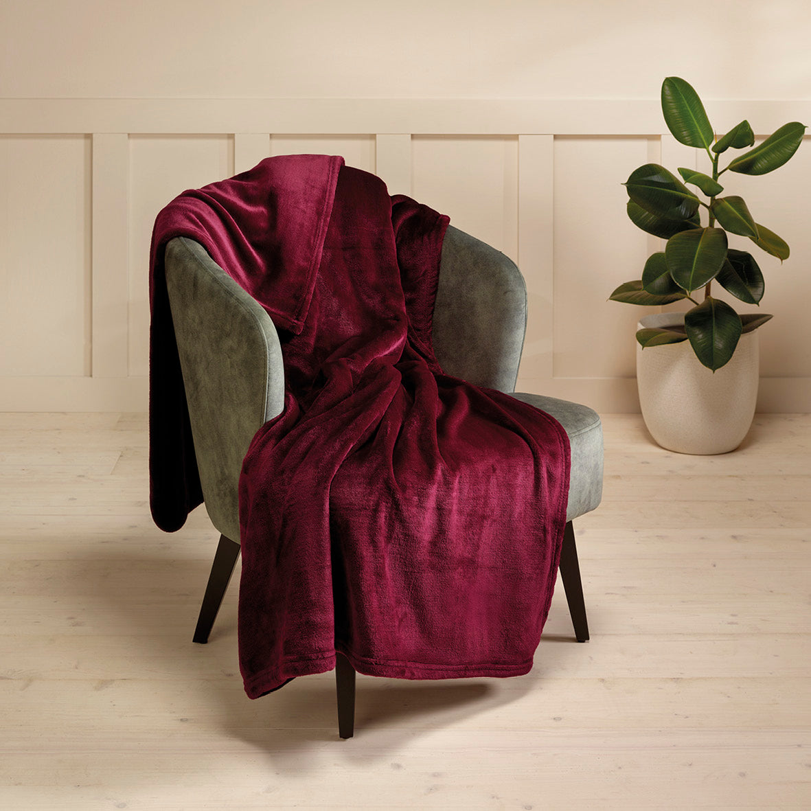 Plaid en polaire ultra doux et gonflant - Bordeaux - 180 x 220 cm
