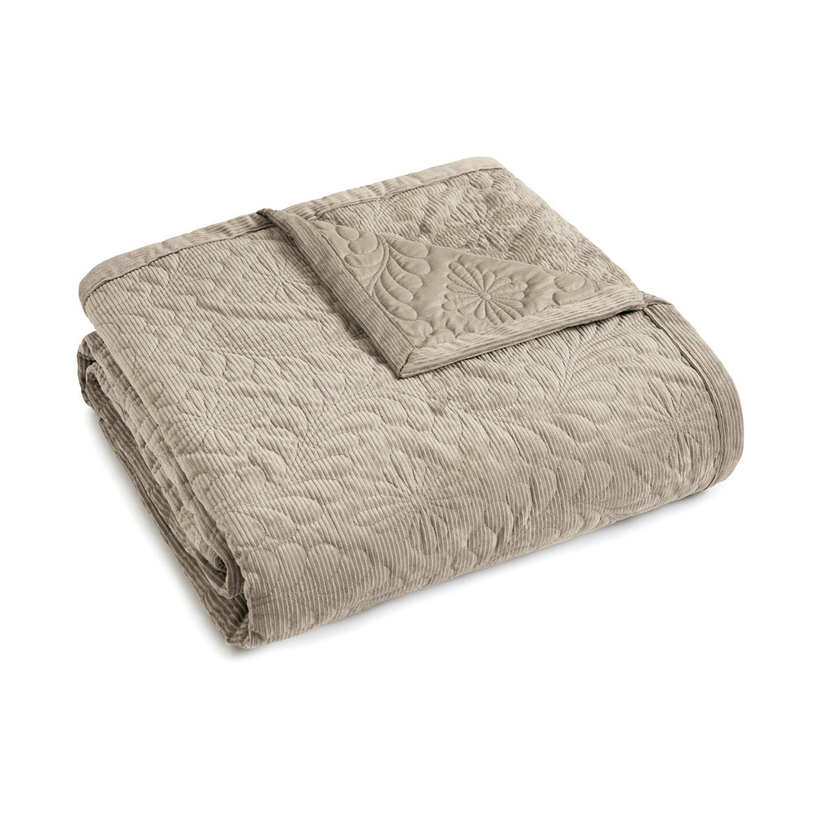 Bedspread corduroy Flower Taupe - 220 x 250 cm