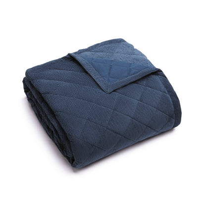 Bedspread corduroy Diamond Blue - 220 x 250 cm