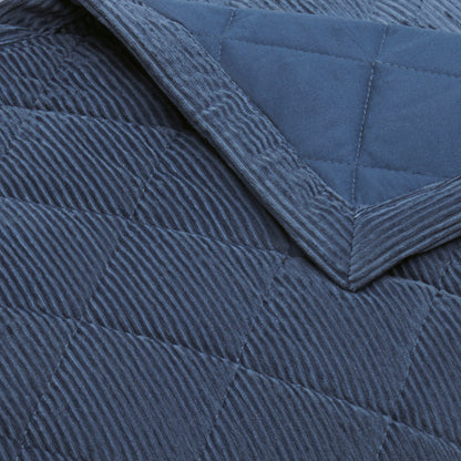 Bedspread corduroy Diamond Blue - 220 x 250 cm