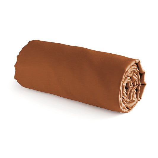 Fitted sheet cotton satin -  Brown