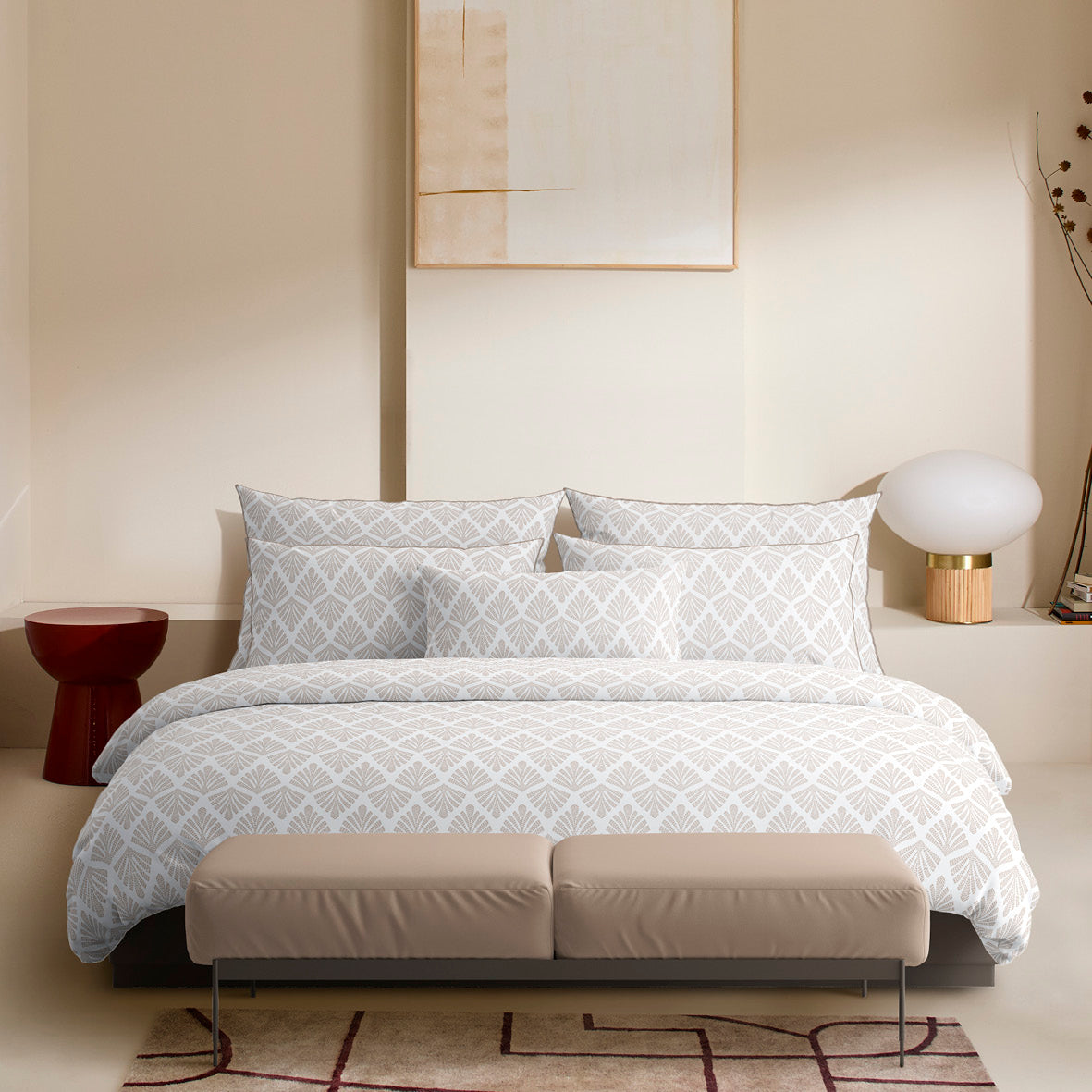 Pillowcase(s) cotton satin Harmonie végétale - White / White