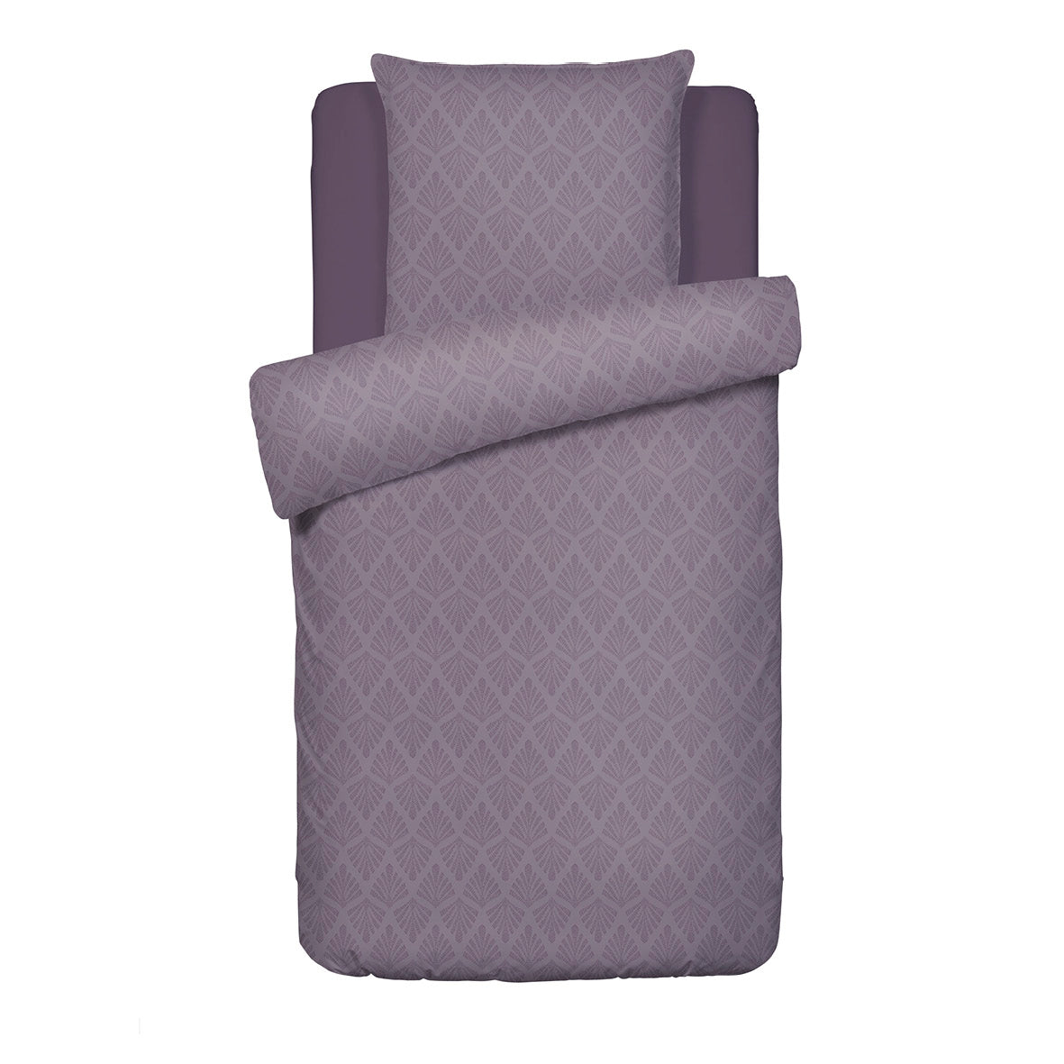 Duvet cover + pillowcase(s) cotton satin - Harmonie végétale Dark purple / Dark purple
