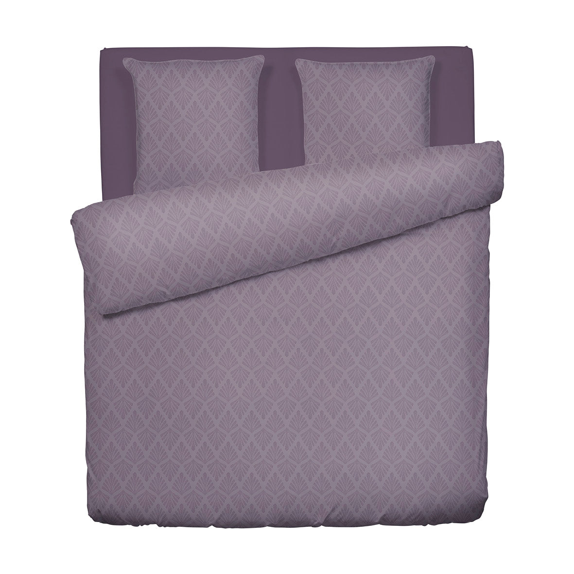 Duvet cover + pillowcase(s) cotton satin - Harmonie végétale Dark purple / Dark purple