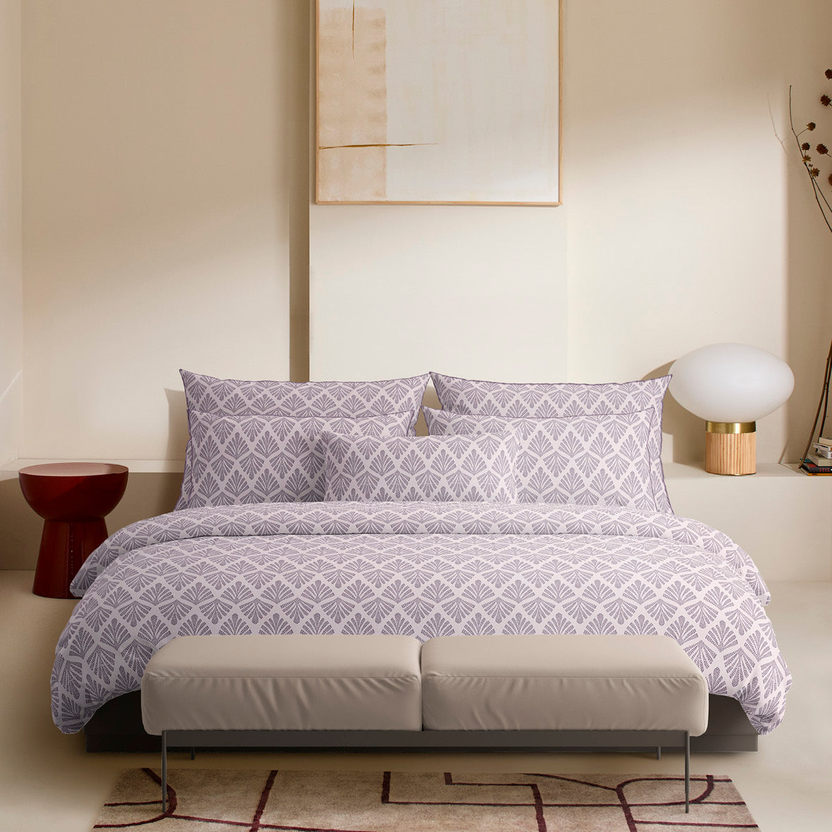 Pillowcase(s) cotton satin - Harmonie végétale Light purple / Light purple