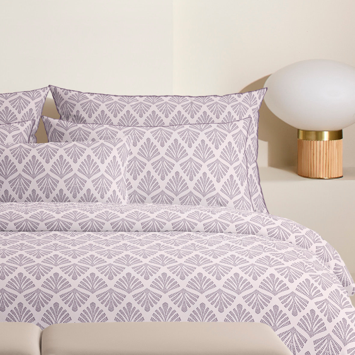 Pillowcase(s) cotton satin - Harmonie végétale Light purple / Light purple