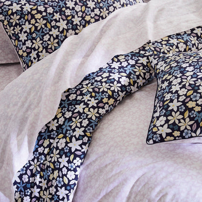 Taie de traversin satin de coton - Etoile de Printemps Bleu