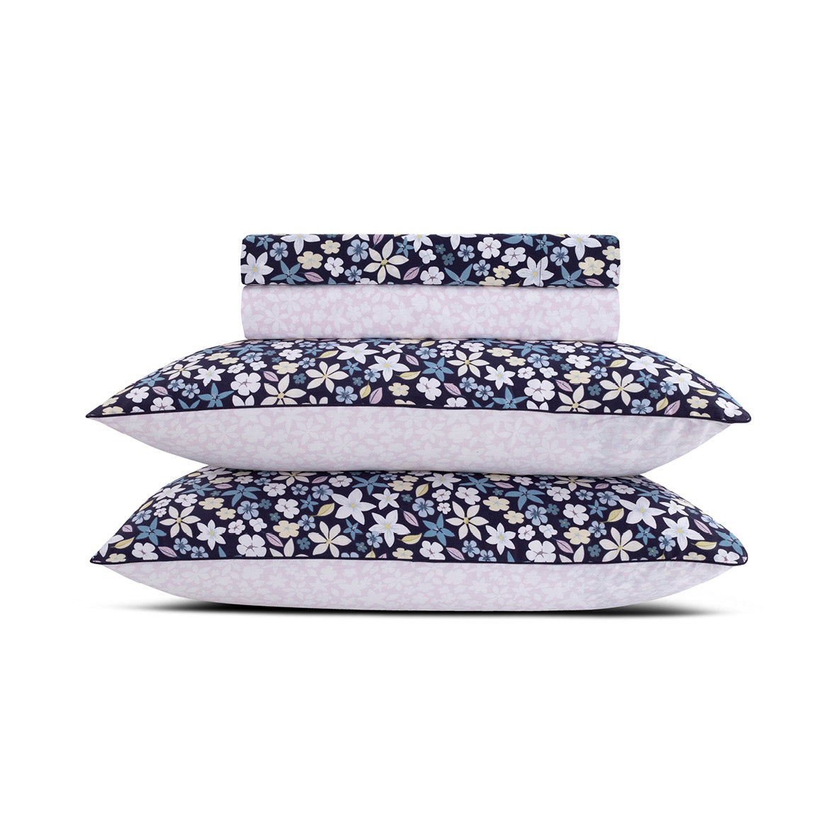 Sheet set cotton satin - Etoile de Printemps Blue
