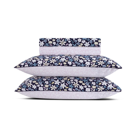 Sheet set cotton satin - Etoile de Printemps Blue
