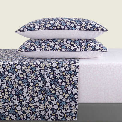 Sheet set cotton satin - Etoile de Printemps Blue