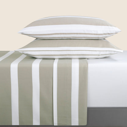 Flat sheet cotton satin - Marinière Taupe