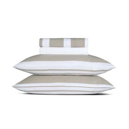 Sheet set cotton satin - Marinière Taupe