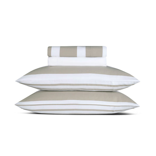 Sheet set cotton satin - Marinière Taupe
