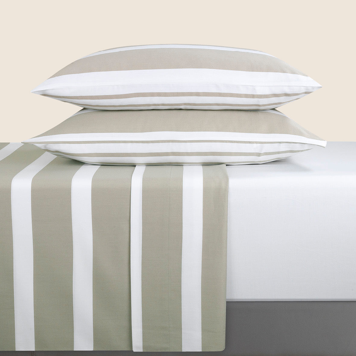 Sheet set cotton satin - Marinière Taupe