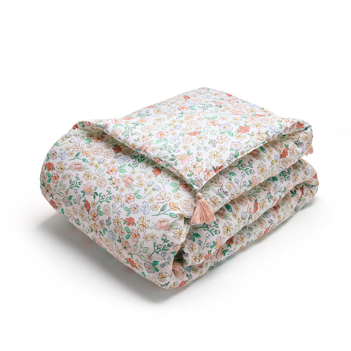 Quilt with tassels Prairie Fleuri White - 140 x 200 cm