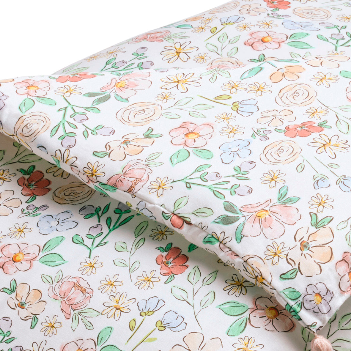 Quilt with tassels Prairie Fleuri White - 140 x 200 cm