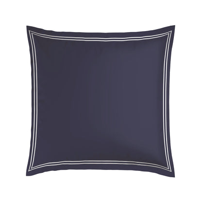 Pillowcase(s) cotton satin - Antibes White / Dark blue