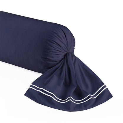 Pillowcase(s) cotton satin - Antibes White / Dark blue
