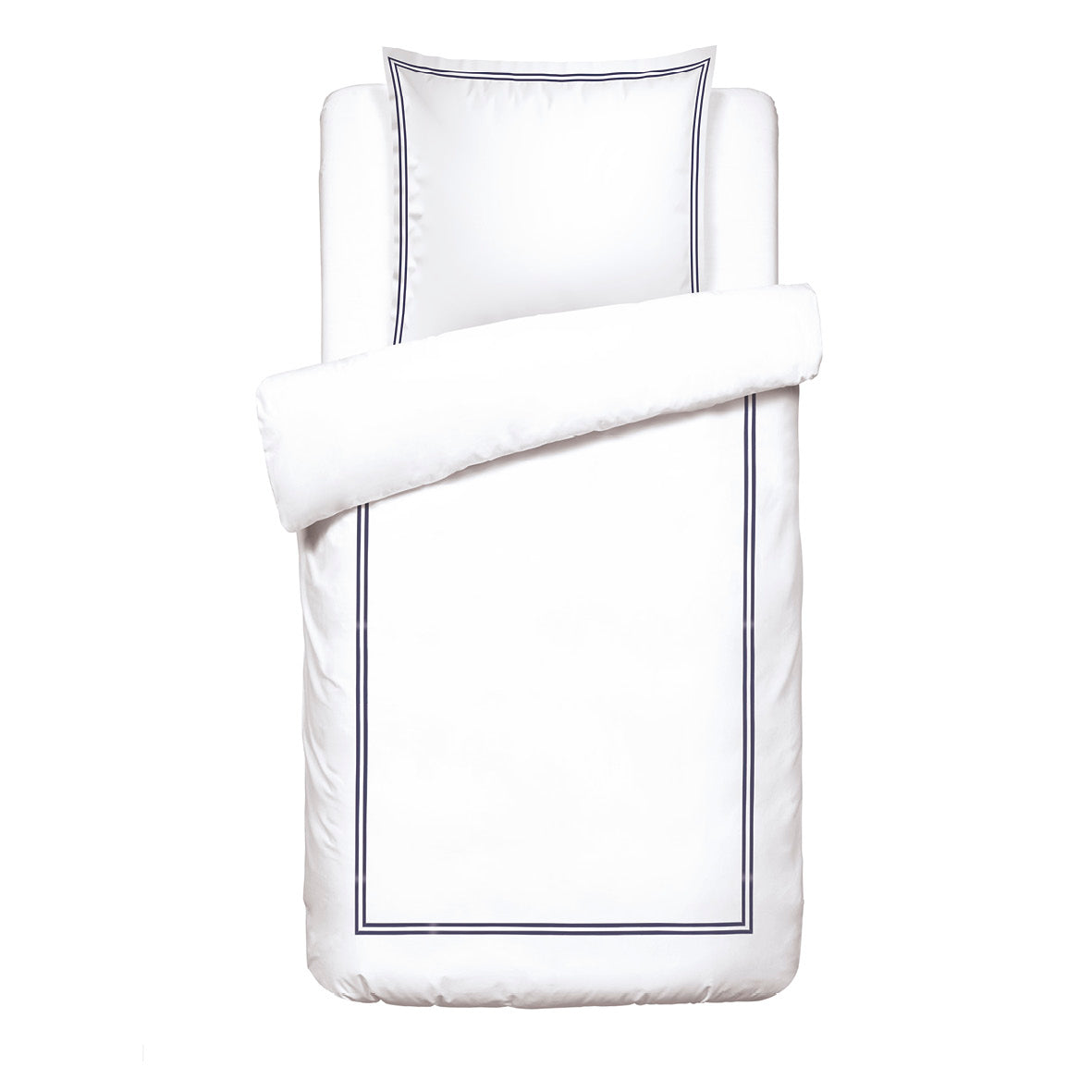 Duvet cover + pillowcase(s) cotton satin - Antibes Dark blue / White