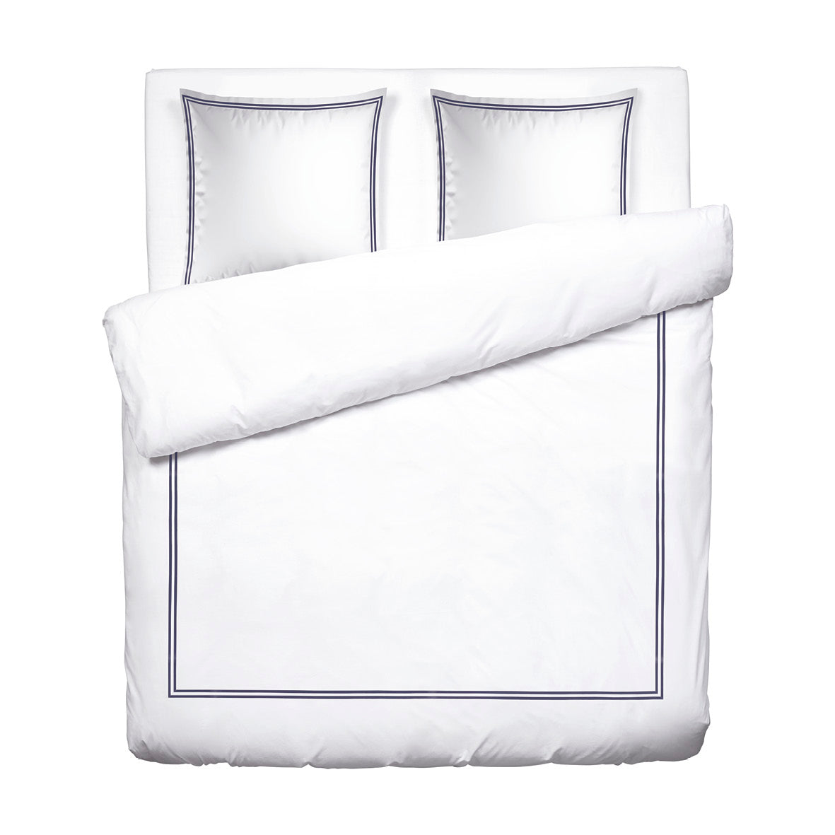 Duvet cover + pillowcase(s) cotton satin - Antibes Dark blue / White