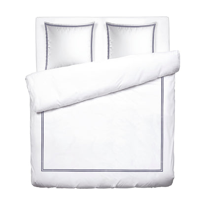 Duvet cover + pillowcase(s) cotton satin - Antibes Dark blue / White