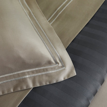 Duvet cover + pillowcase(s) cotton satin - Antibes Taupe / Taupe