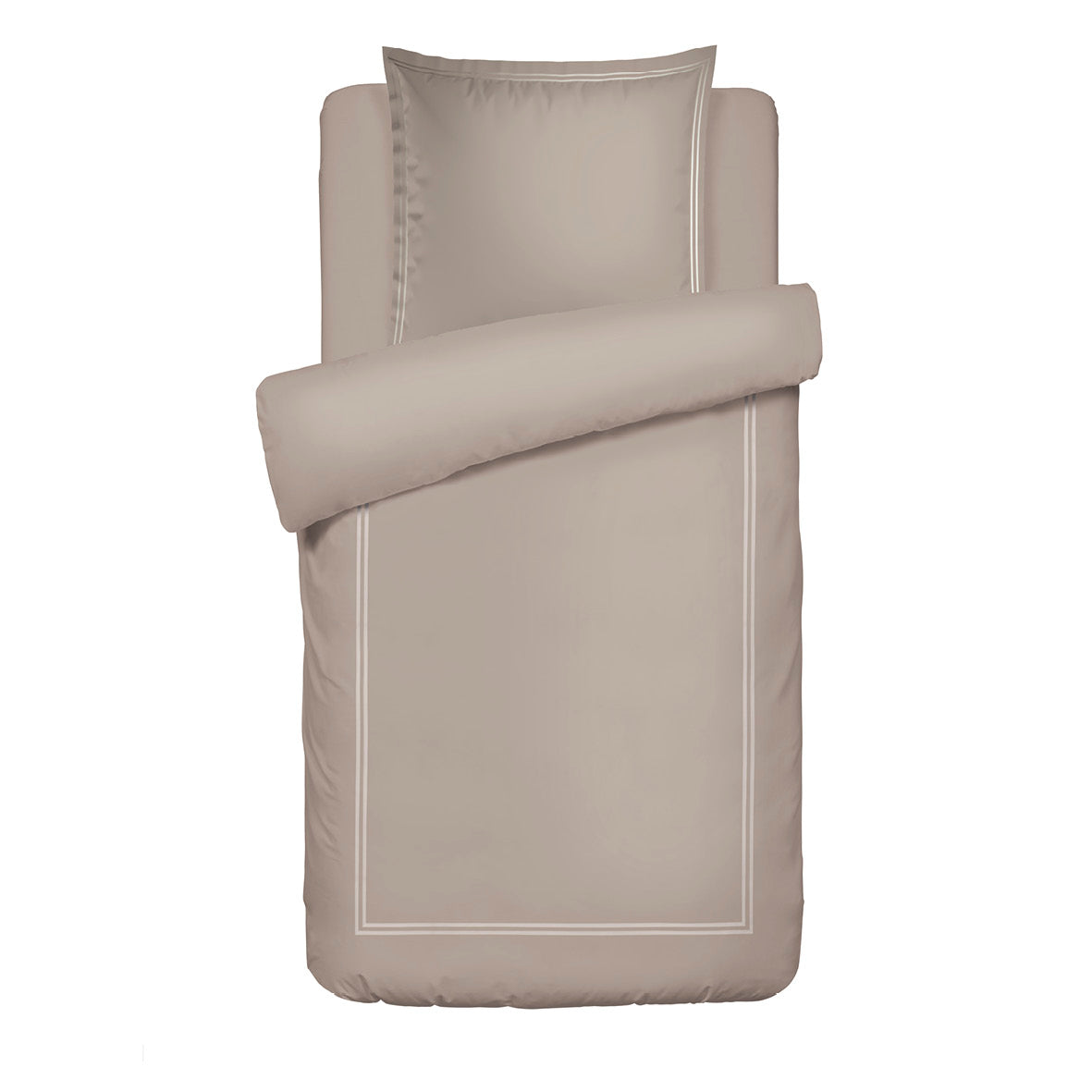 Duvet cover + pillowcase(s) cotton satin - Antibes Taupe / Taupe