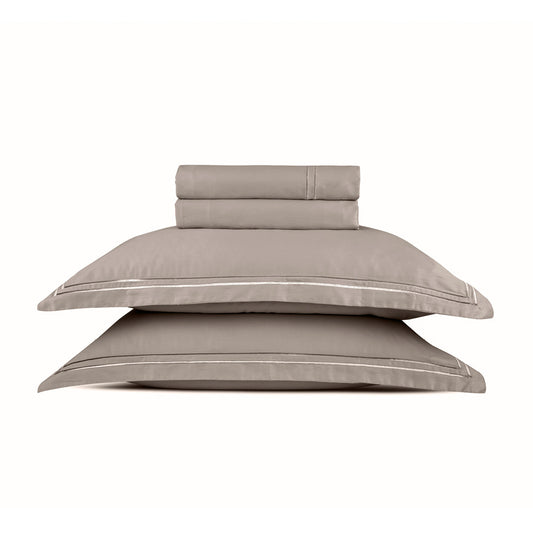 Sheet set cotton satin - Antibes Taupe / Taupe