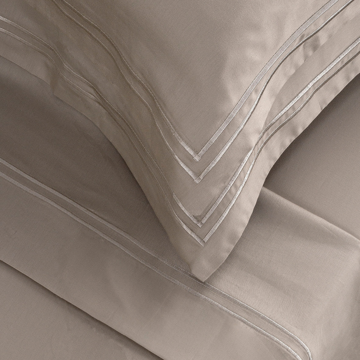 Sheet set cotton satin - Antibes Taupe / Taupe