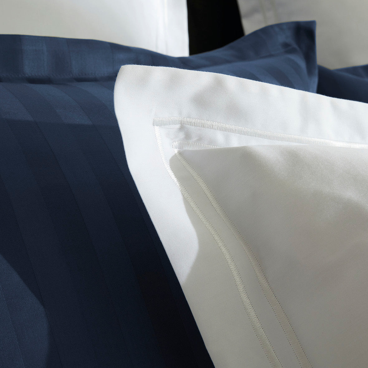 Duvet cover + pillowcase(s) cotton satin - Antibes White / White
