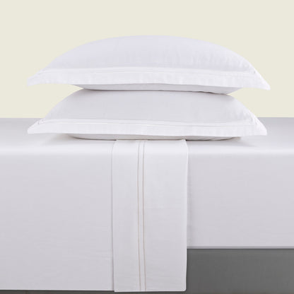 Sheet set cotton satin - Antibes White / White