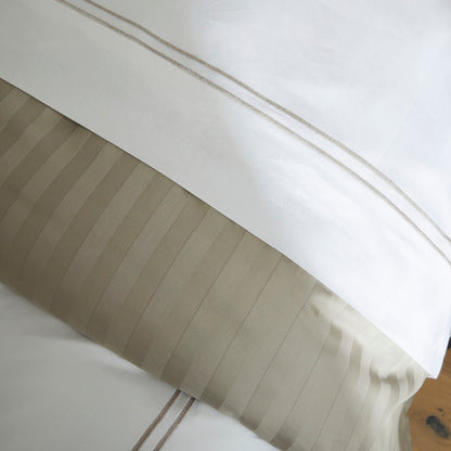 Duvet cover + pillowcase(s) cotton satin - Antibes Taupe / White