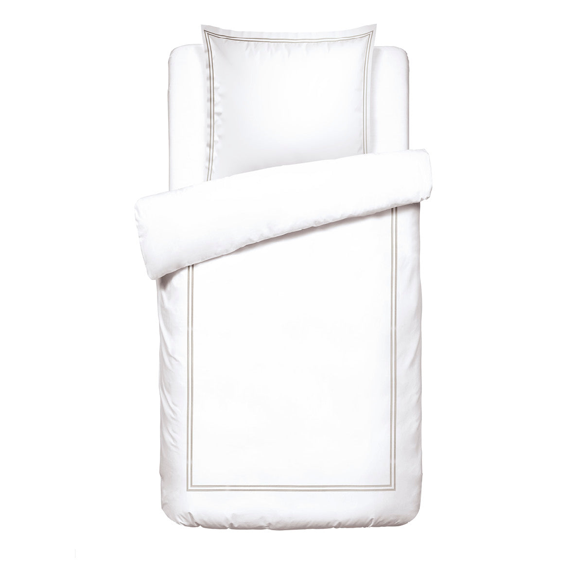 Duvet cover + pillowcase(s) cotton satin - Antibes Taupe / White