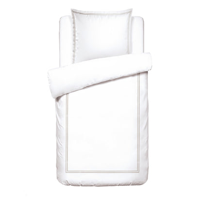 Duvet cover + pillowcase(s) cotton satin - Antibes Taupe / White