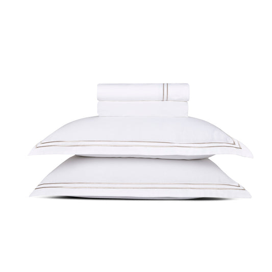 Sheet set cotton satin - Antibes Taupe / White