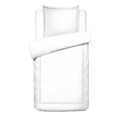 Duvet cover + pillowcase(s) cotton satin - Antibes Grey / White