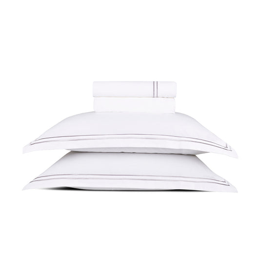 Sheet set cotton satin - Antibes Grey / White