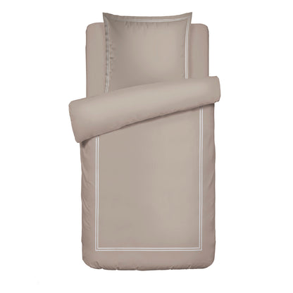 Duvet cover + pillowcase(s) cotton satin - Antibes White / Taupe