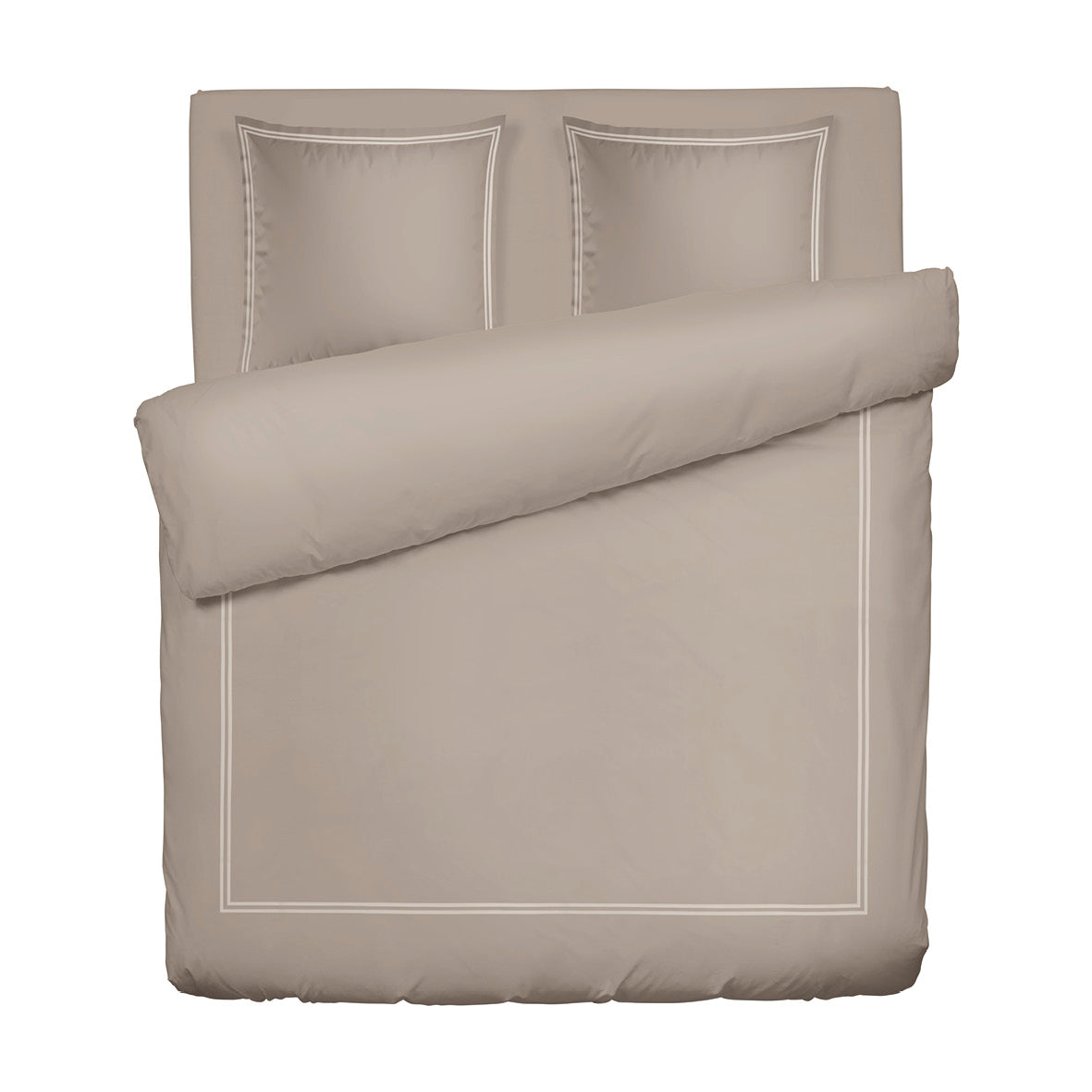 Duvet cover + pillowcase(s) cotton satin - Antibes White / Taupe